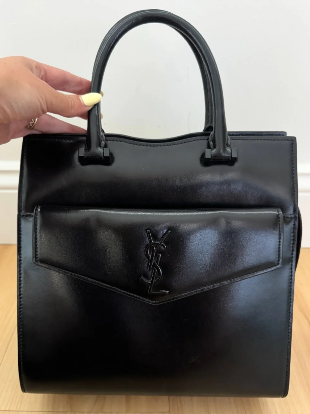 Saint Laurent Uptown Medium Tote Black Leather 4-in-1 Bag + YSL Clutch